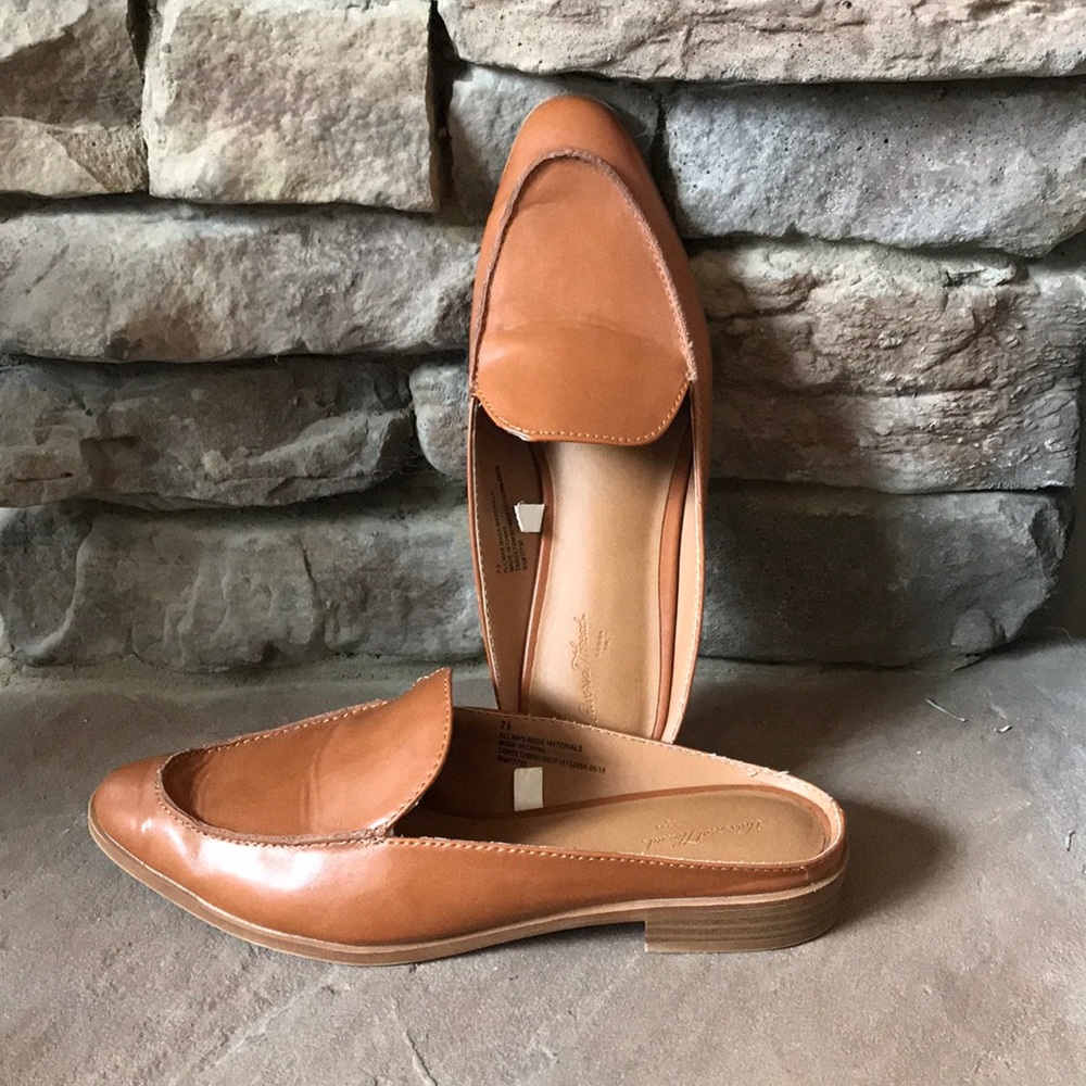 Tan slide-on loafers